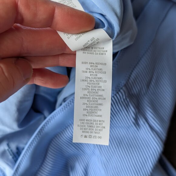 Aerie Ribbed Cut Out One Piece Swimsuit Blue large long NWT - Picture 8 of 10